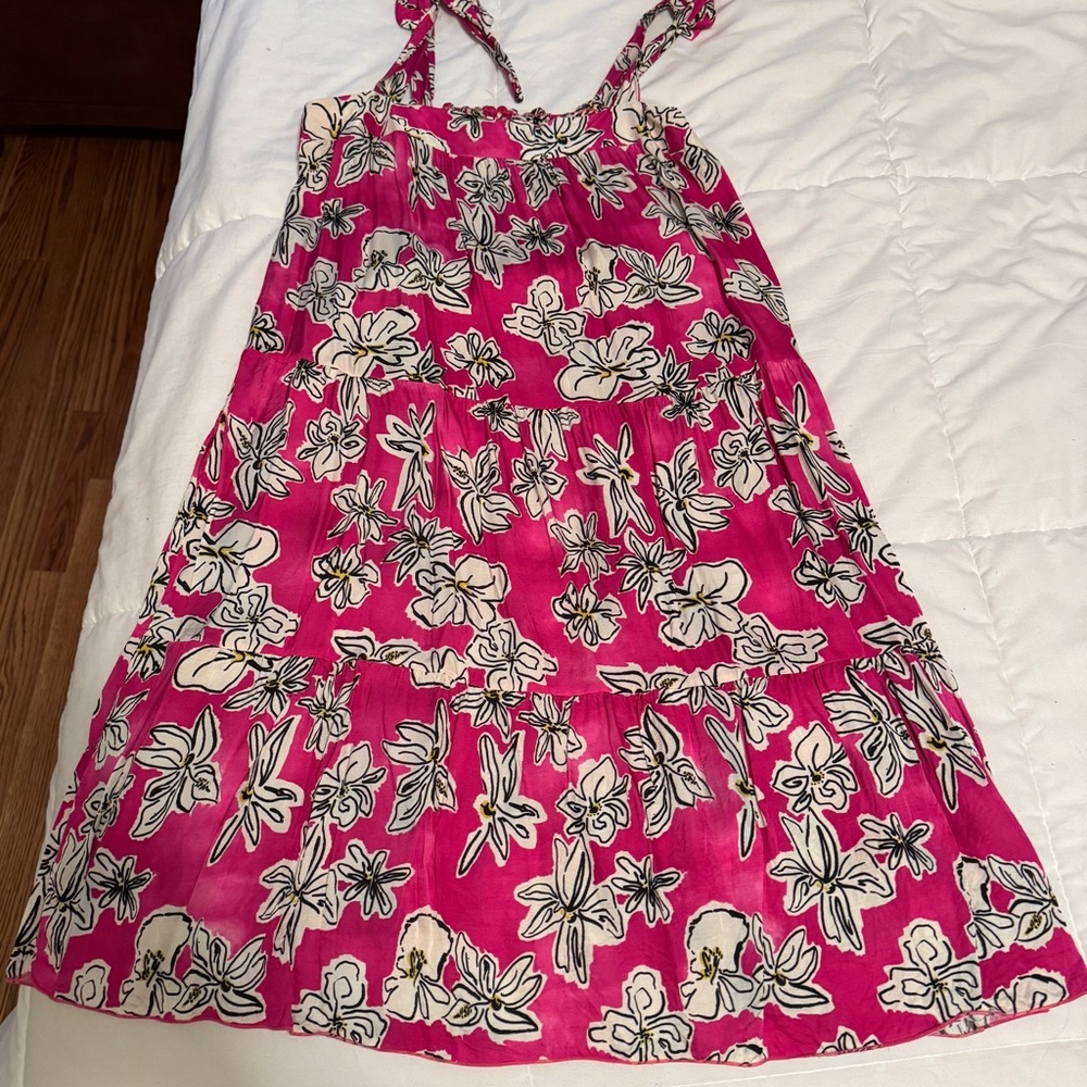 FRNCH Reina Viola Sundress Size L Tiers Hot Pink Floral Italy - Picture 6 of 13